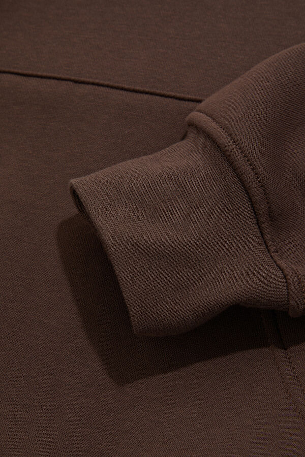 Kahve Relax Kalıp Kapuşonlu Erkek Sweatshirt 8
