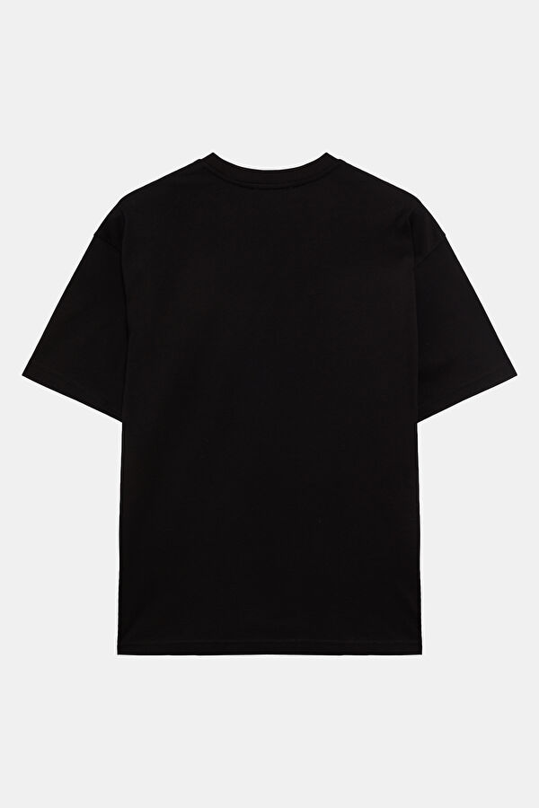Black Basic / round neckline Printed Tshirt 2