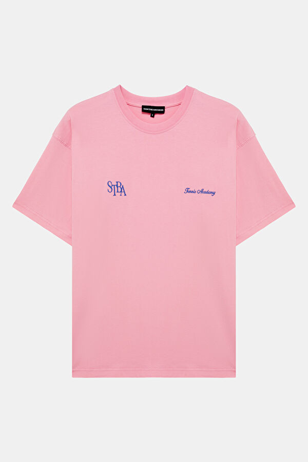 Pembe O Yaka Baskılı Kadın T-Shirt