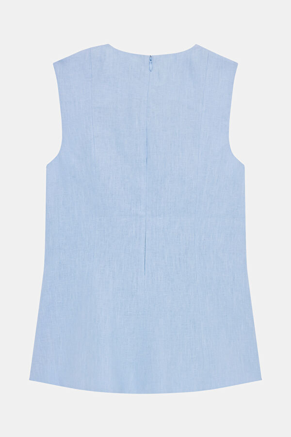 Light Blue Linen Women's Vest 5