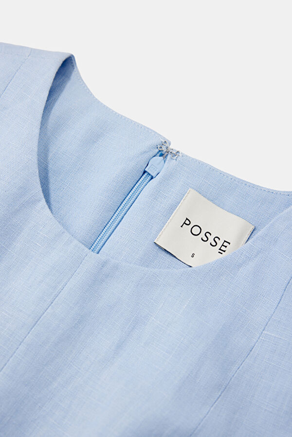 Light Blue Linen Women's Vest 6