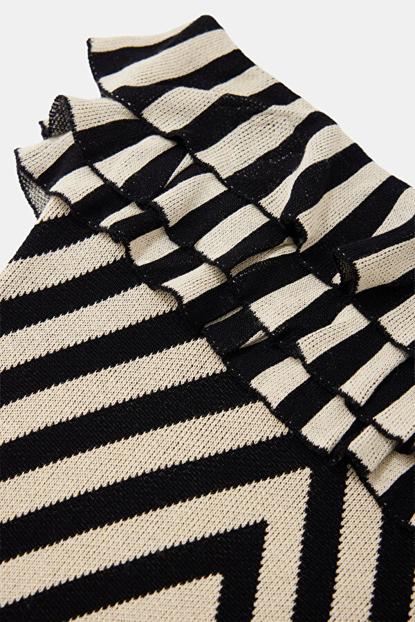 Cream Striped Midi Women's Dress 5