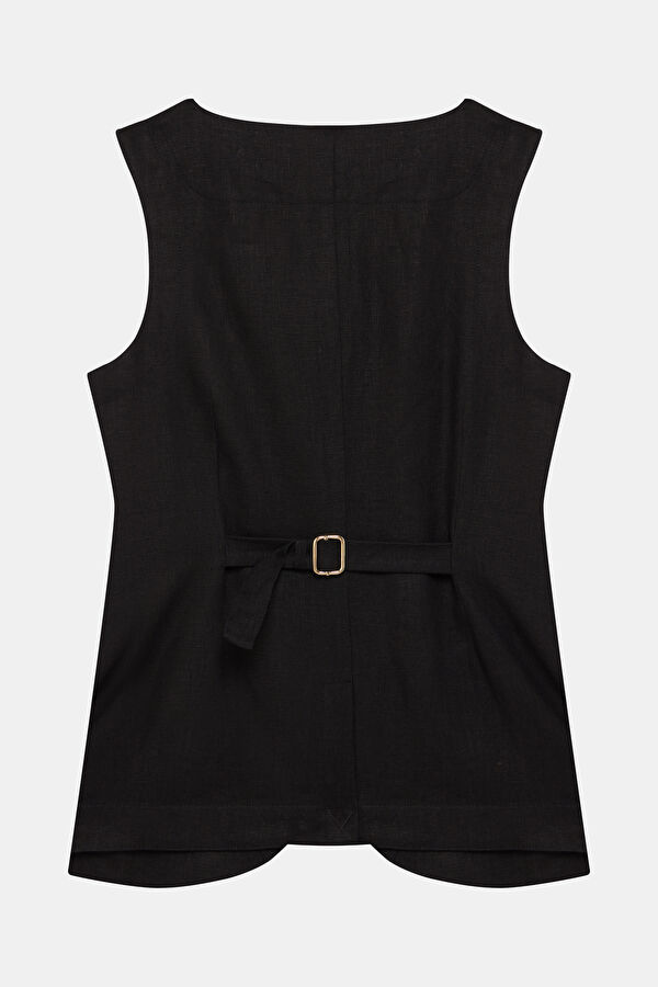 Black Linen Women's Vest 5