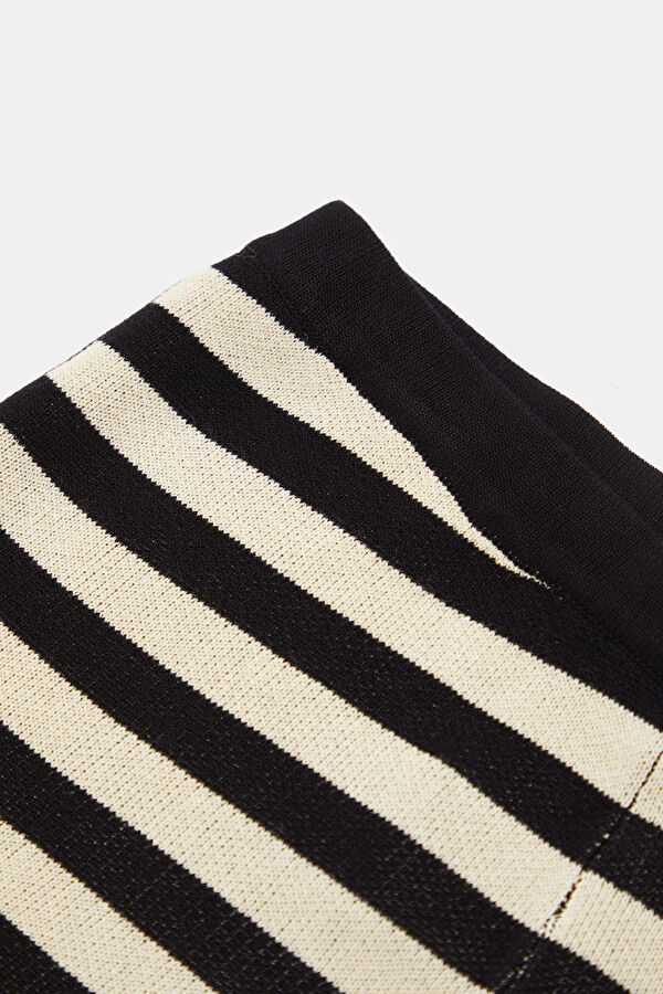 Cream Striped Viscose Women's Shorts 6