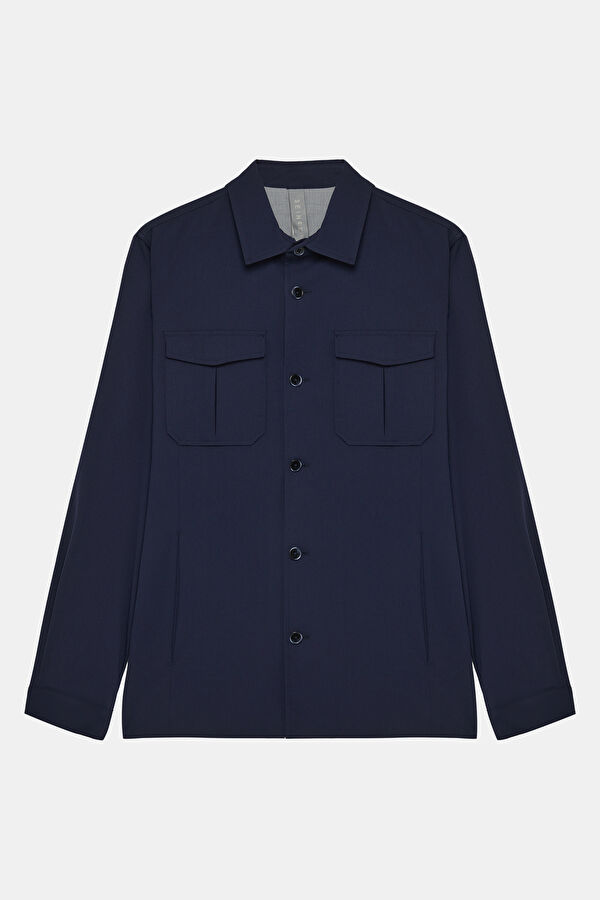 Navy Buttoned Men's Jacket