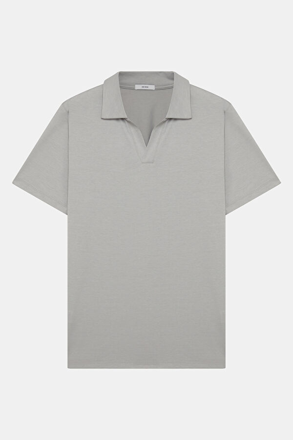 Relax Kalıp Gri Polo Yaka Erkek T-Shirt