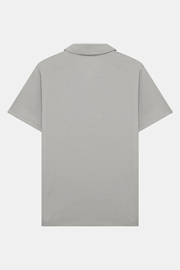 Relax Kalıp Gri Polo Yaka Erkek T-Shirt 2