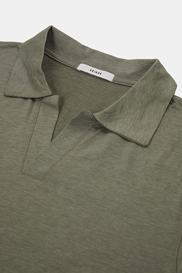 Relax Fit Light Green Polo Collar Men's T-Shirt 3