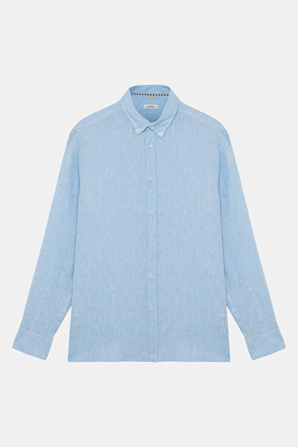 Relax Fit Light Blue Linen Men's Shirt