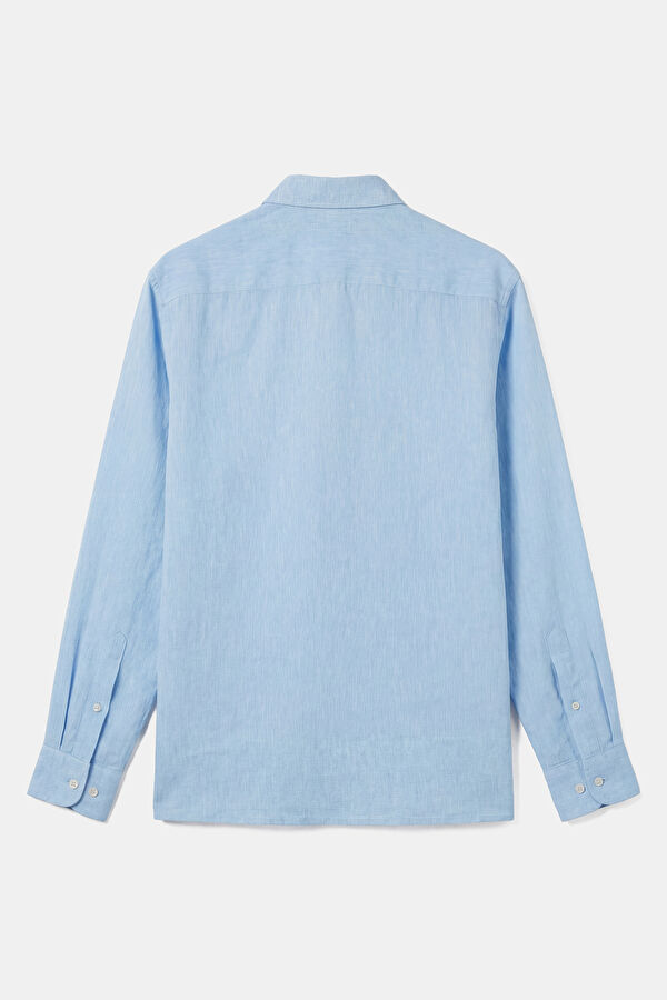 Relax Fit Light Blue Linen Men's Shirt 2
