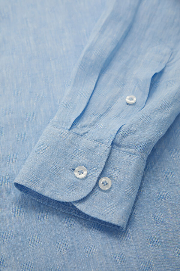 Relax Fit Light Blue Linen Men's Shirt 4