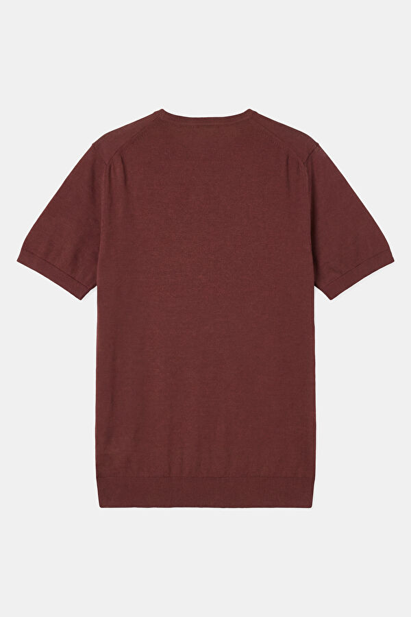 Relax Kalıp Kiremit Bisiklet Yaka Pamuk/Keten Erkek T-Shirt 2