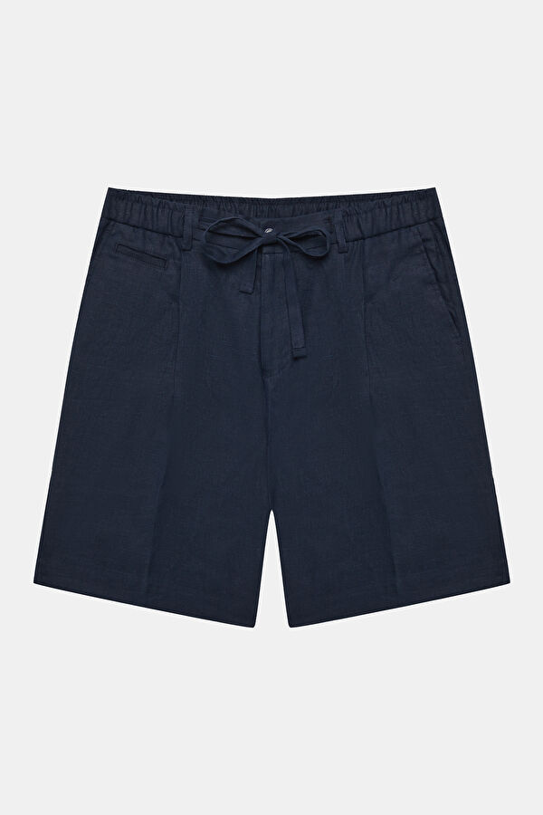 Navy Linen Men's Shorts
