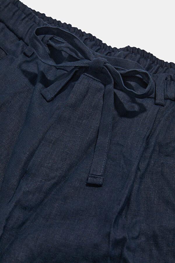 Navy Linen Men's Shorts 3