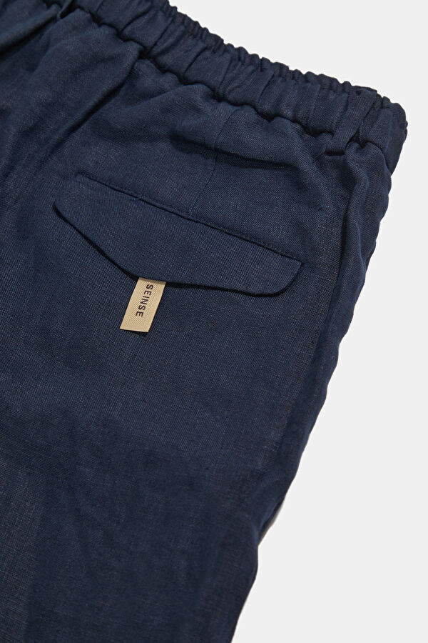 Navy Linen Men's Shorts 5