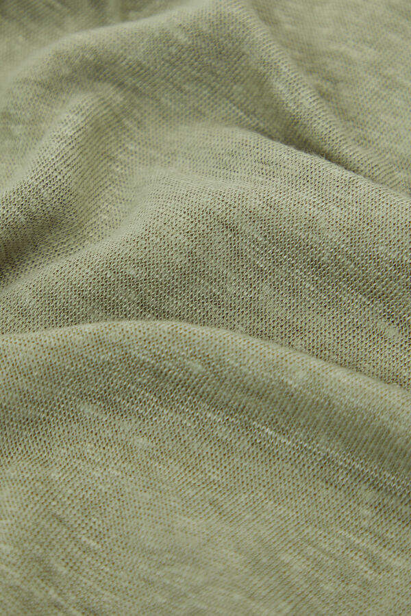 Relax Fit Light Green Crew Neck Linen Men's T-Shirt 4