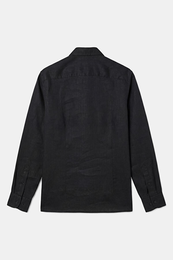 Relax Fit Black Linen Men's Shirt 2