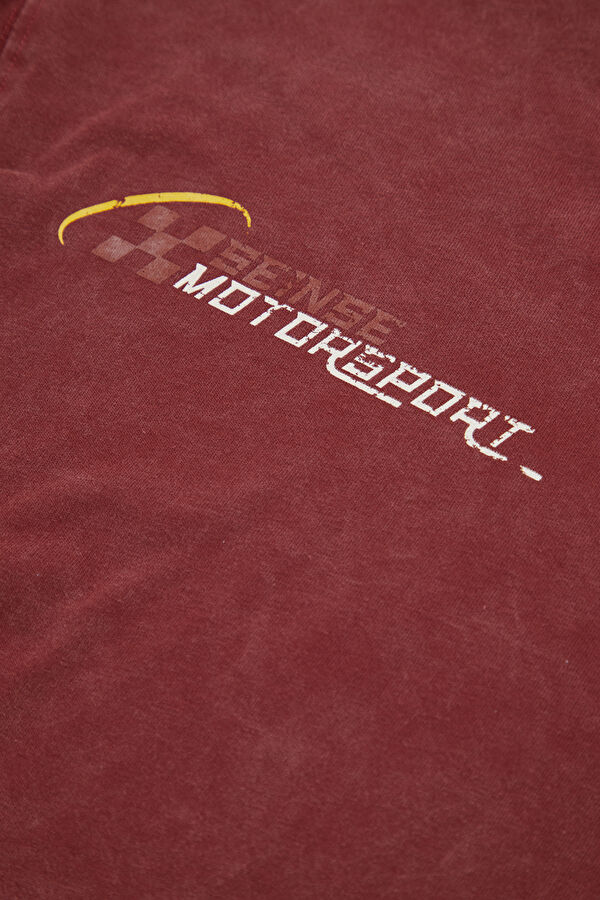 Relax Fit Brick Red Crew Neck Embroidered Men's T-Shirt 5