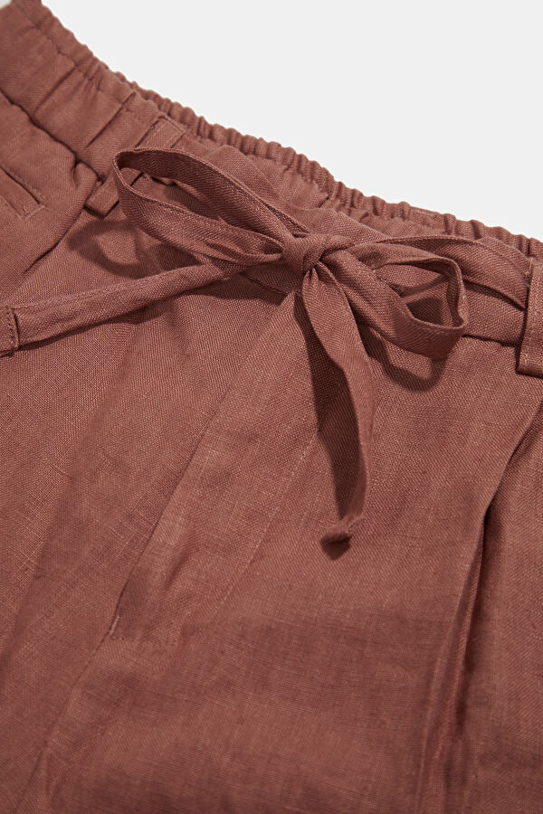 Salmon Linen Men's Shorts 3