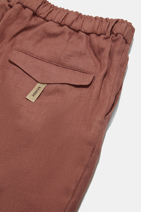 Salmon Linen Men's Shorts 5