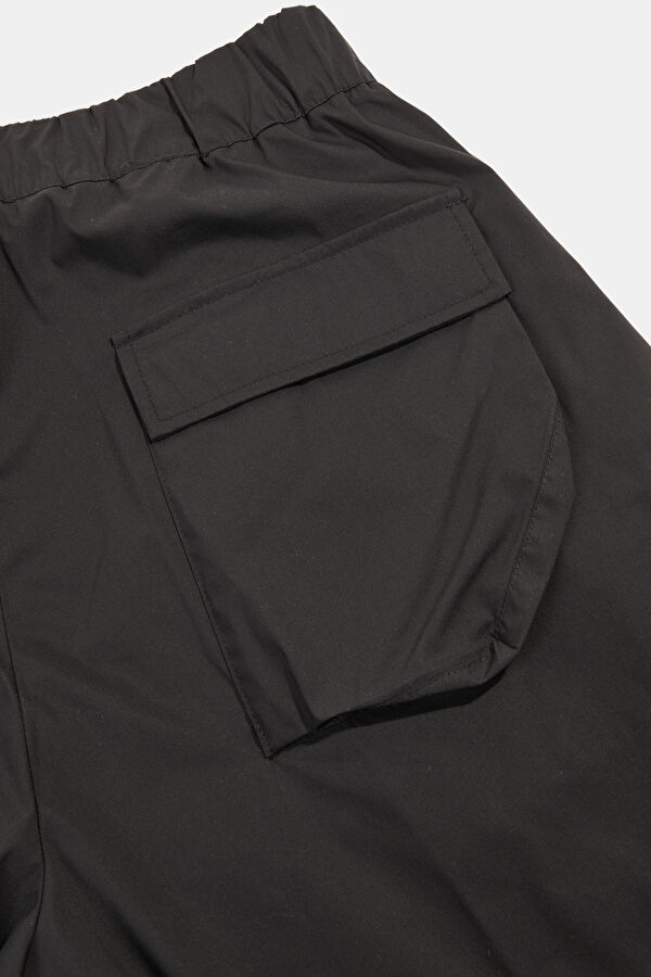 Black Cotton Elastane Men's Shorts 5