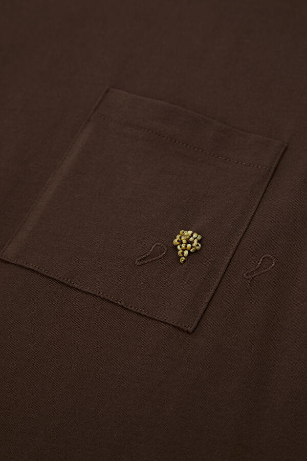 Relax Fit Brown Crew Neck Men's T-Shirt 4