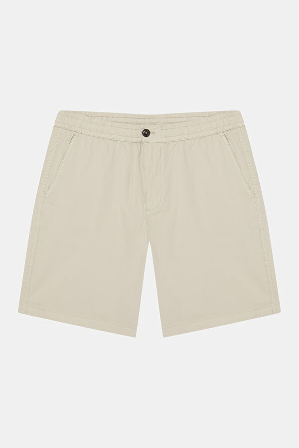 Beige Cotton Elastane Men's Shorts