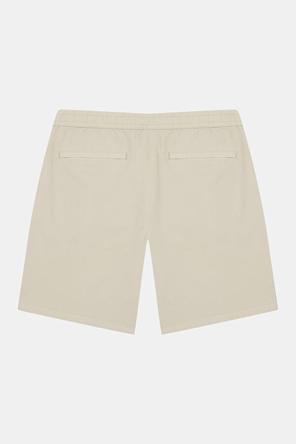 Beige Cotton Elastane Men's Shorts 2