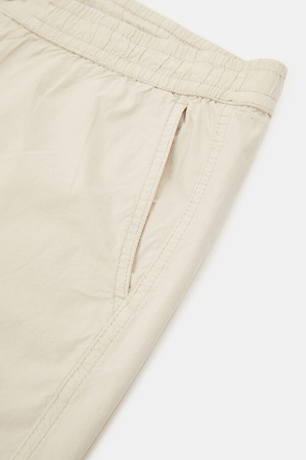 Beige Cotton Elastane Men's Shorts 4