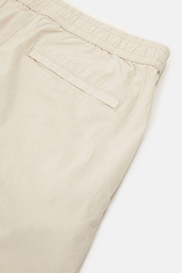 Beige Cotton Elastane Men's Shorts 5