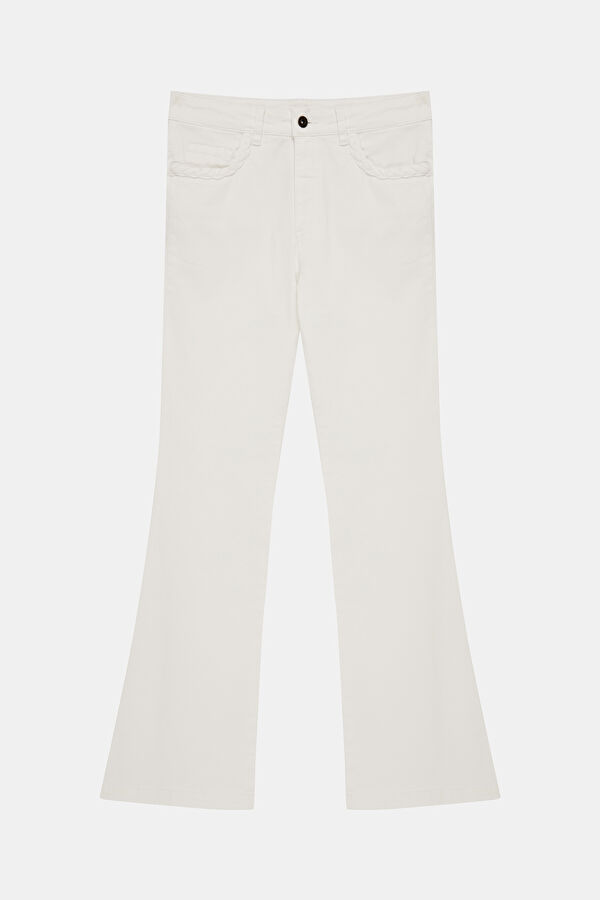 Beyaz Bootcut Kadın Pantolon 4