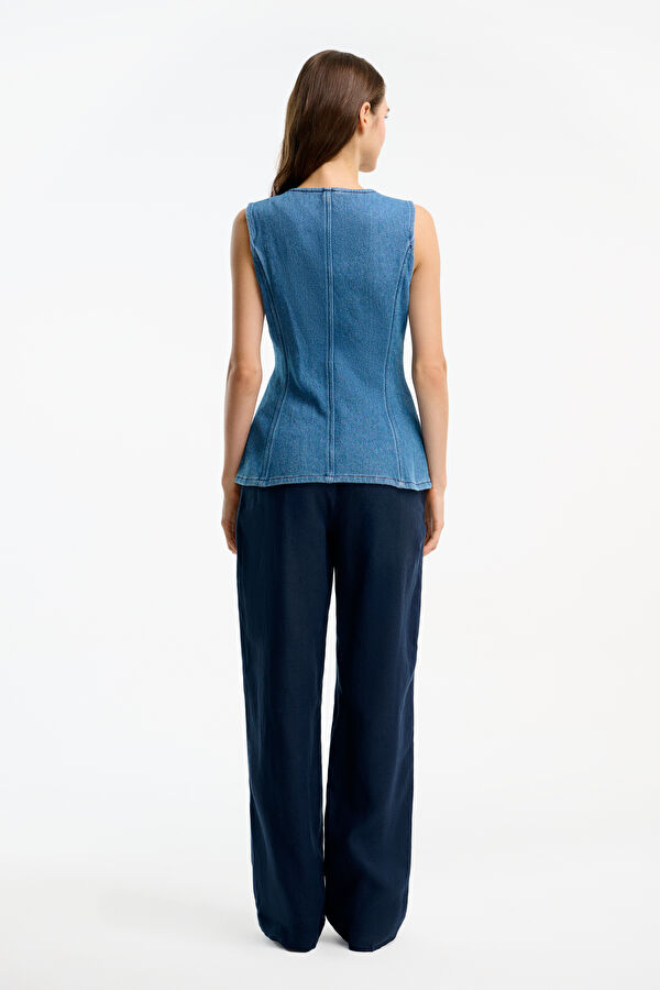 Blue Sleeveless Women's Blouse 2