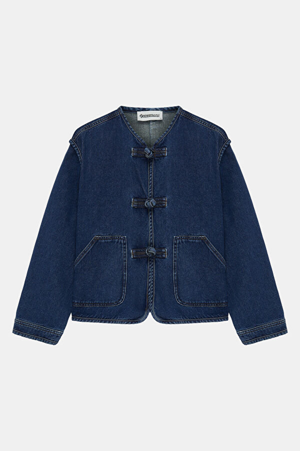 Lacivert Bağlamalı Kadın Ceket 4