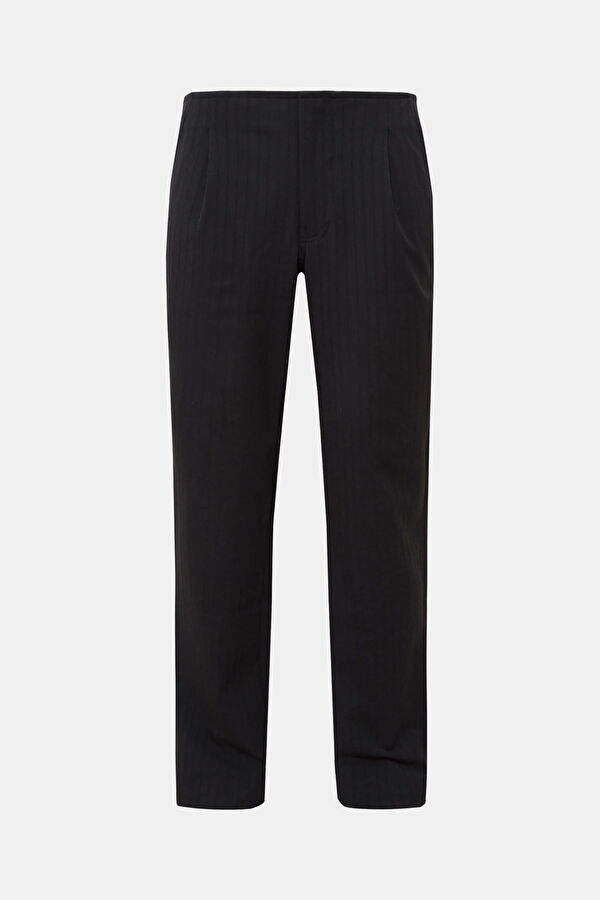 Relax Fit Black Straight Cotton Viscose Men's Pants
