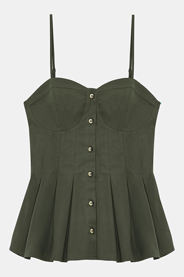 Khaki Strappy Women's Blouse 4