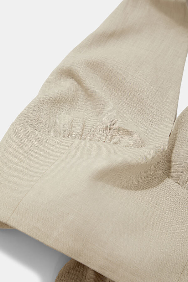 Stone Embellished Sleeveless Linen Women's Blouse 7
