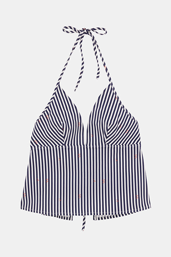 Navy Striped Strappy Women's Blouse