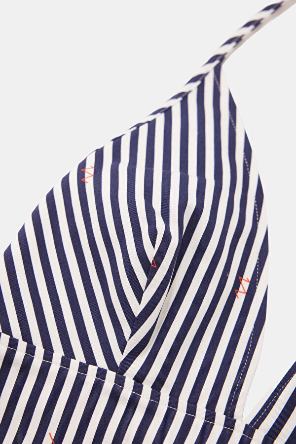 Navy Striped Strappy Women's Blouse 3