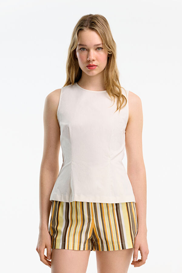 Ecru Sleeveless Women's Blouse