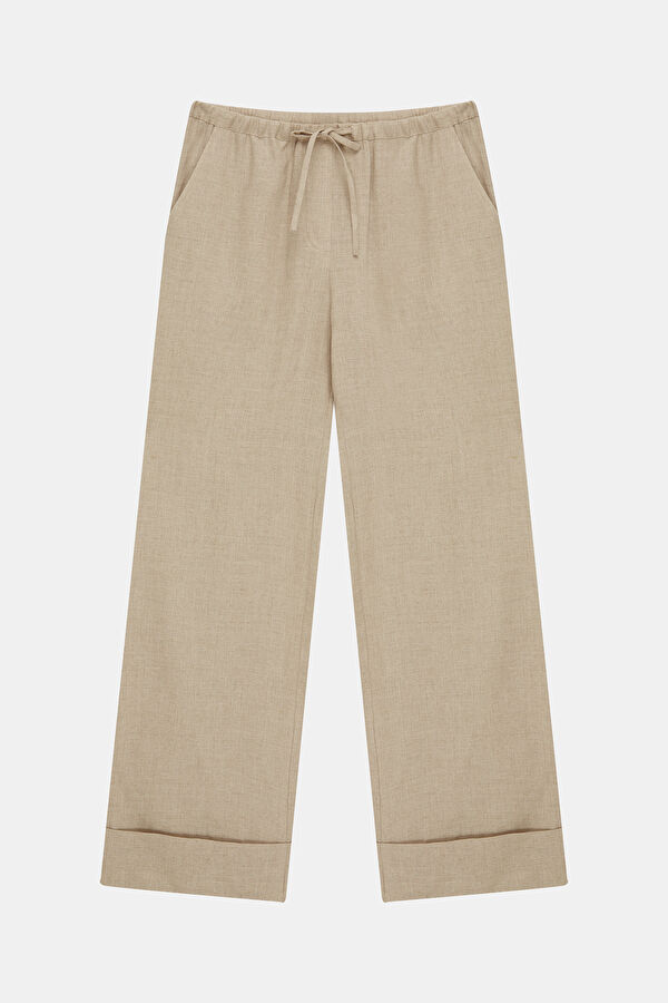 Taş Wide Leg Keten Kadın Pantolon 4