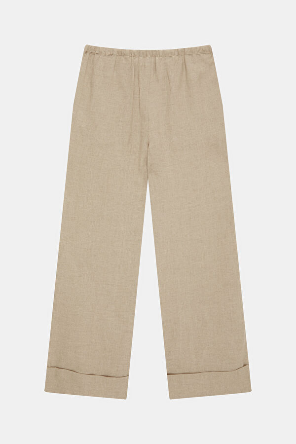 Taş Wide Leg Keten Kadın Pantolon 5