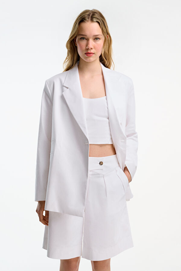 Ecru Buttoned Women's Jacket