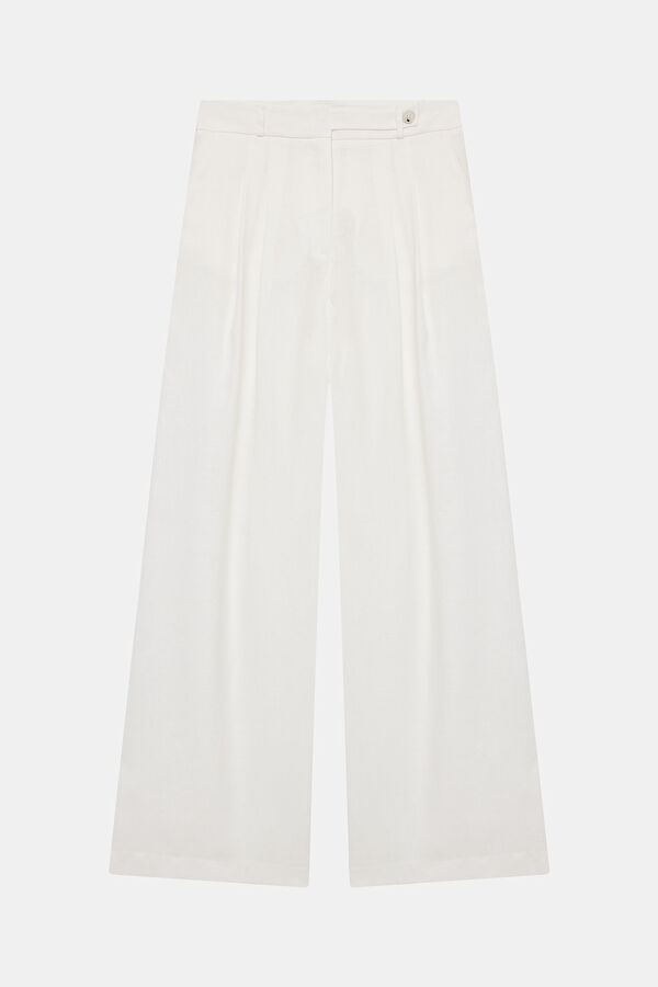 Beyaz Wide Leg Pantolon