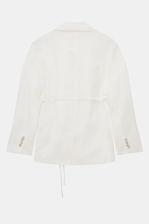 White Buttoned Linen Women's Jacket 2