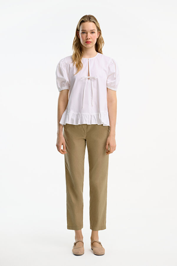 Ecru Short-Sleeved Women's Blouse 3