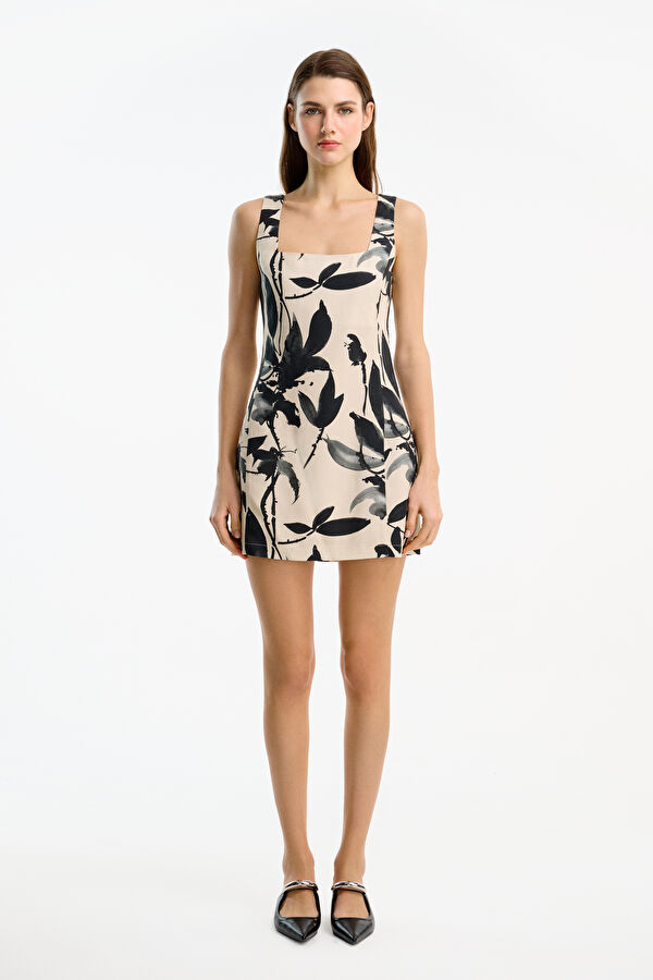 Multicolored Patterned Short Women's Dress