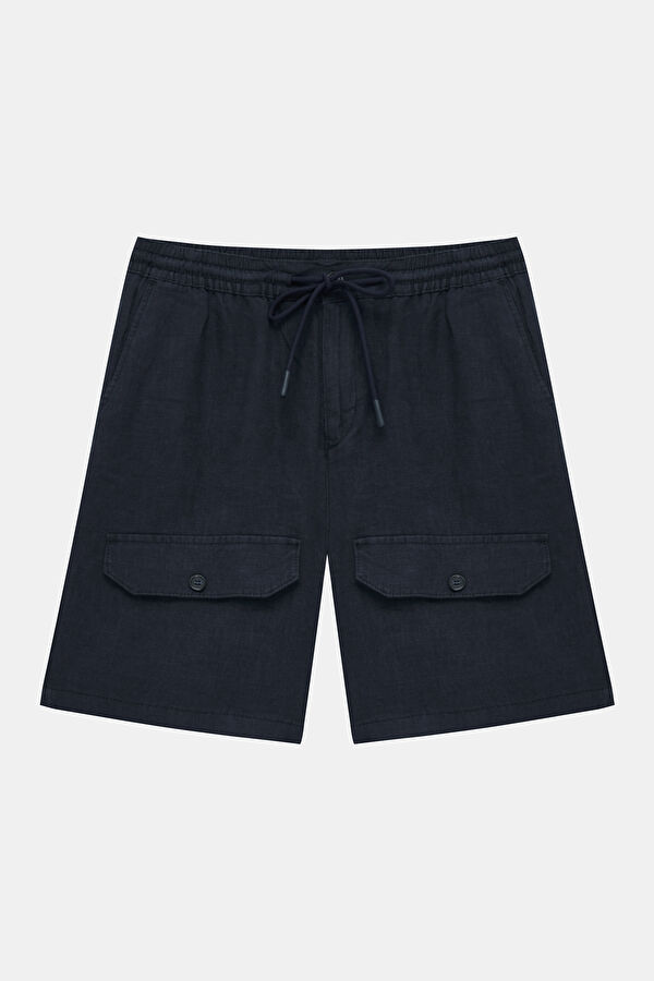 Navy Linen Men's Shorts
