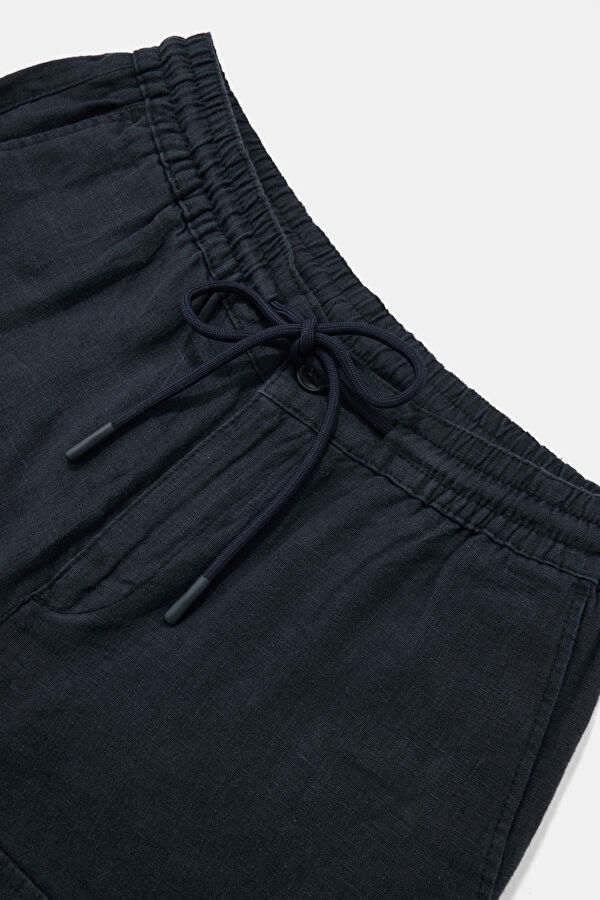 Navy Linen Men's Shorts 3
