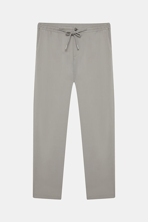 Gray Straight Leg Lyocell Men's Trousers
