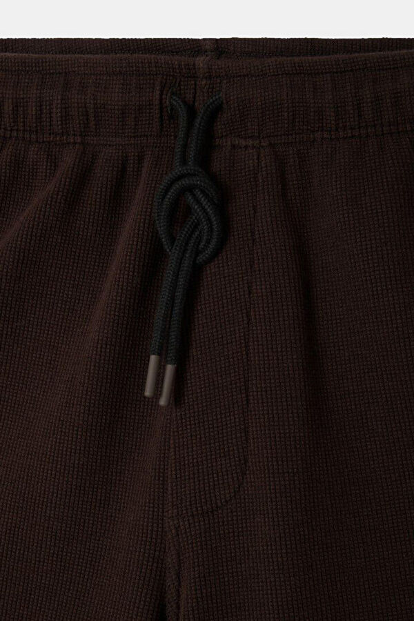 Dark Brown Wide Leg Cotton Elastane Men's Sports Trousers 2